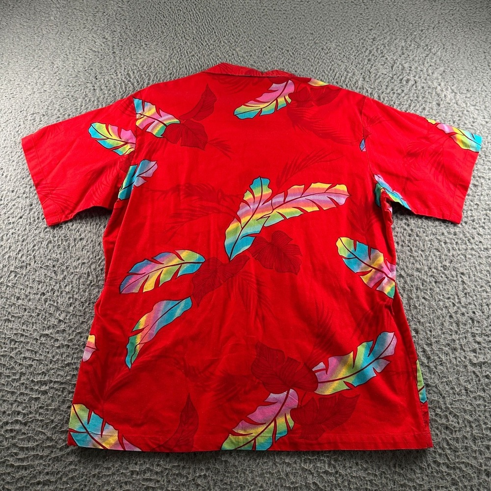 Vtg 80's Ocean Pacific Hawaiian SS Shirt‎ Mens M Red Tropical Made In USA - Picture 7 of 11